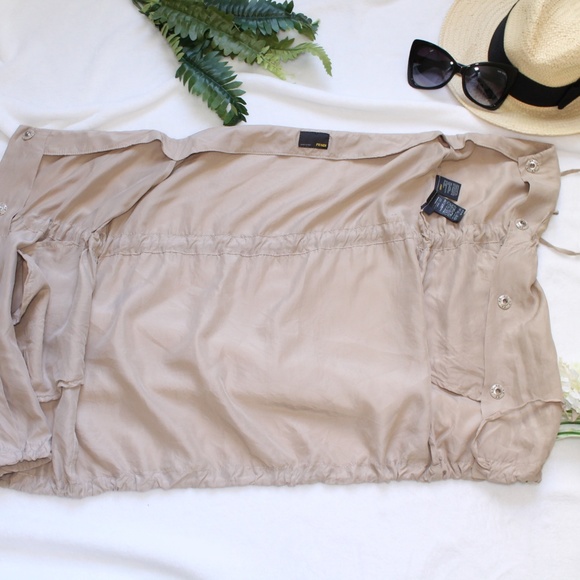 Fendi Strapless Tan Silk Halter Button Up Top - Picture 5 of 8